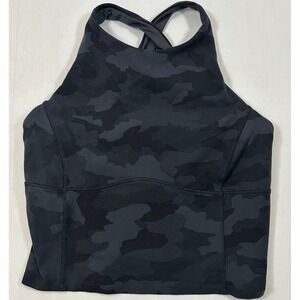 Lululemon Key to Balance Tank Womens 8 Black Camo Nulu High Neck Crop Top